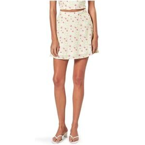 Charlie Holiday Willow Miniskirt Women's 4 Yellow Pink Floral A-Line NWT